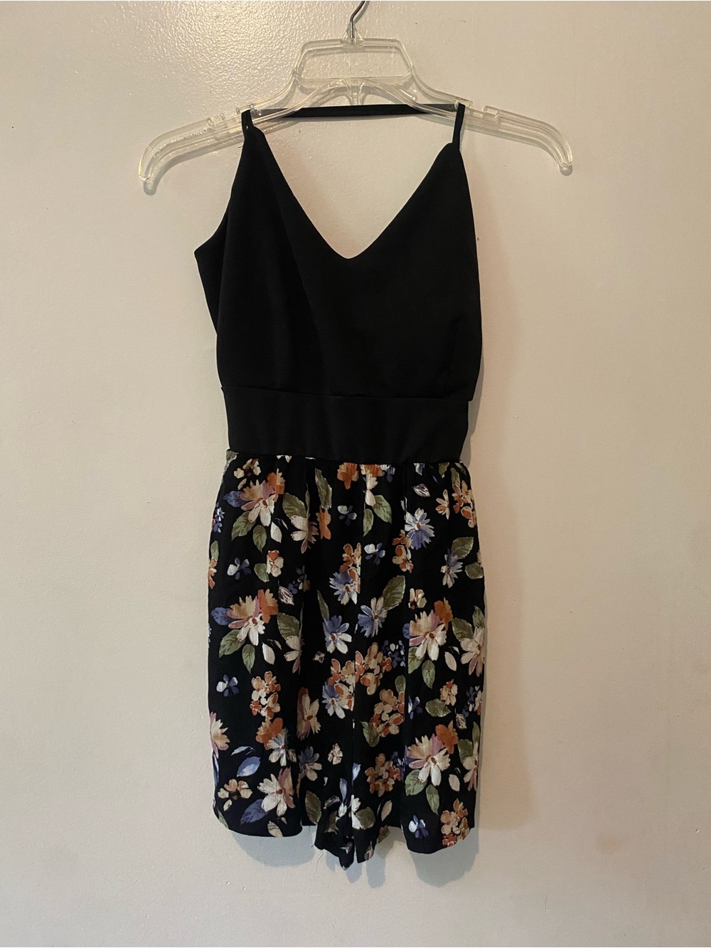 FASHION MAGAZINE Black Dress with Multicolor Floral Design